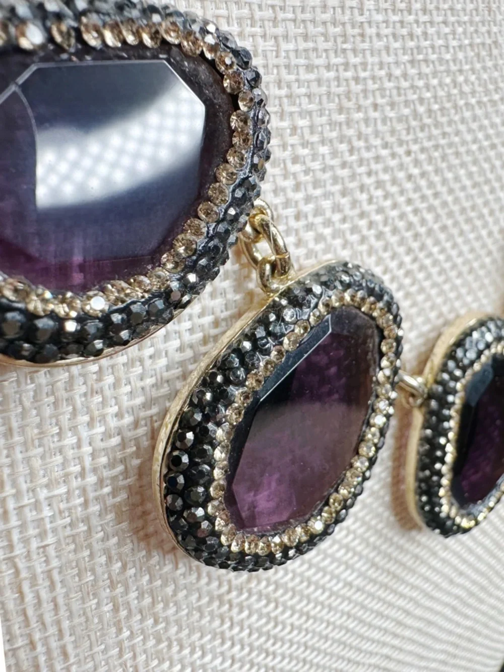 Talbots Gold-Tone Necklace with Deep Purple Stone Medallions